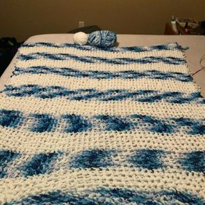 Homemade crocheted baby yarn blankets
